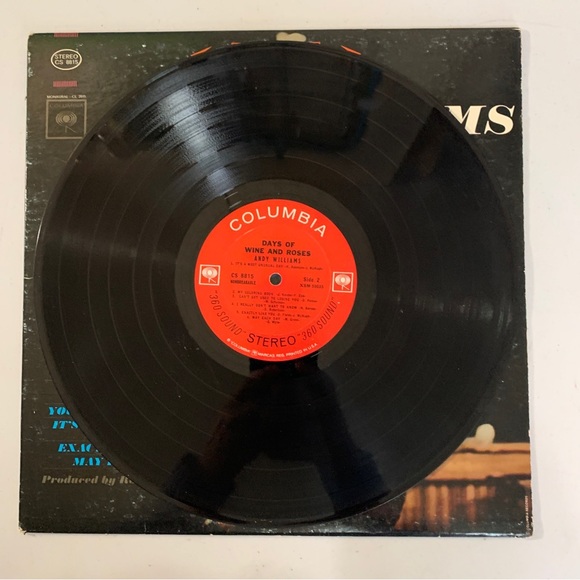 Andy Williams Days Of Wine And Roses LP Vinyl Original 1963 Mono CL 2015 - Picture 3 of 4